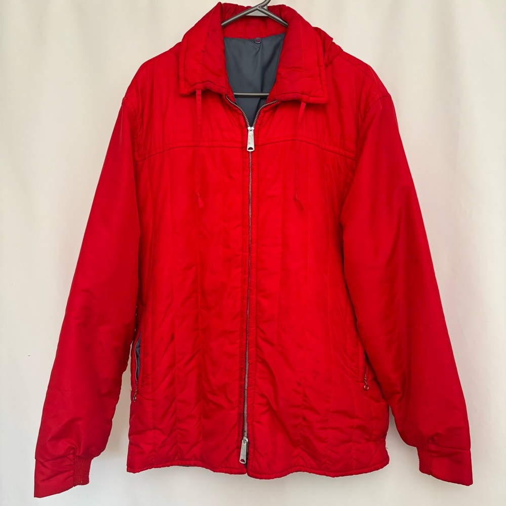 1950s XL Winter Puffer Jacket SKI - Reversible Conmar Zip Union Made - Hood